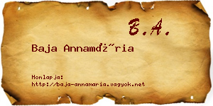 Baja Annamária névjegykártya